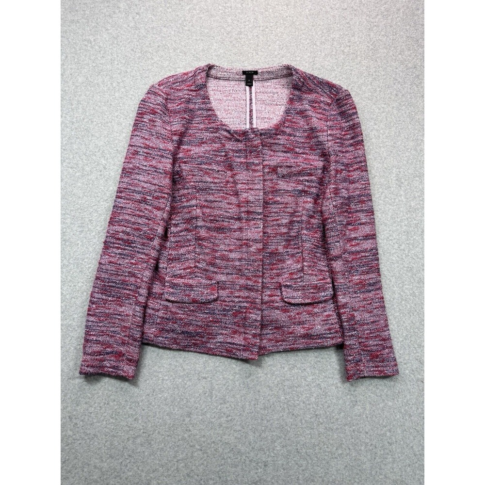 J.Crew Jacket Womens Small Pink Micro Tweed Sweater Full Zip Outdoor Casual